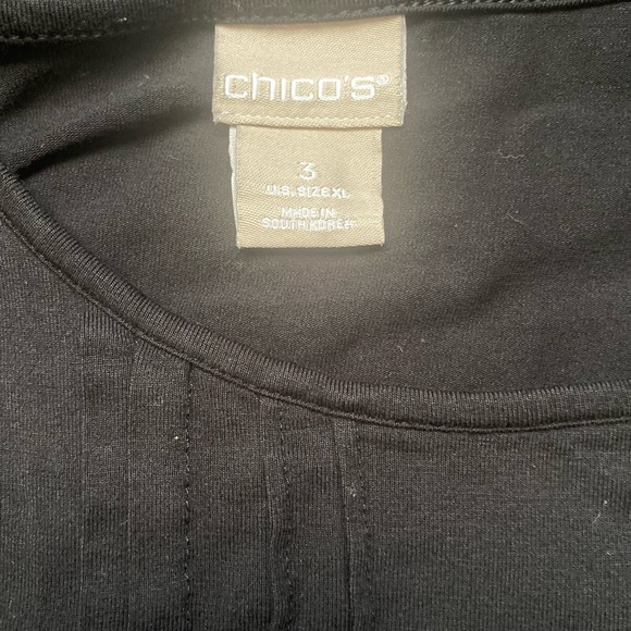 Chico's Black Tee Size 3 Comfy Polyester Cotton Blend - Picture 3 of 4